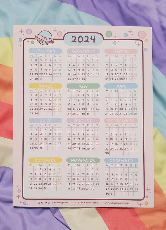 Kawaii PlanIT 2024 Calendar